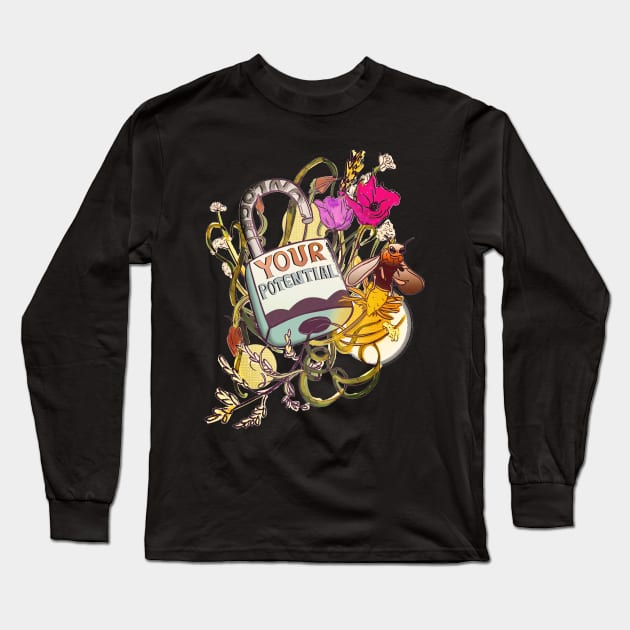 Unlock Your Potential Long Sleeve T-Shirt by minniemorrisart